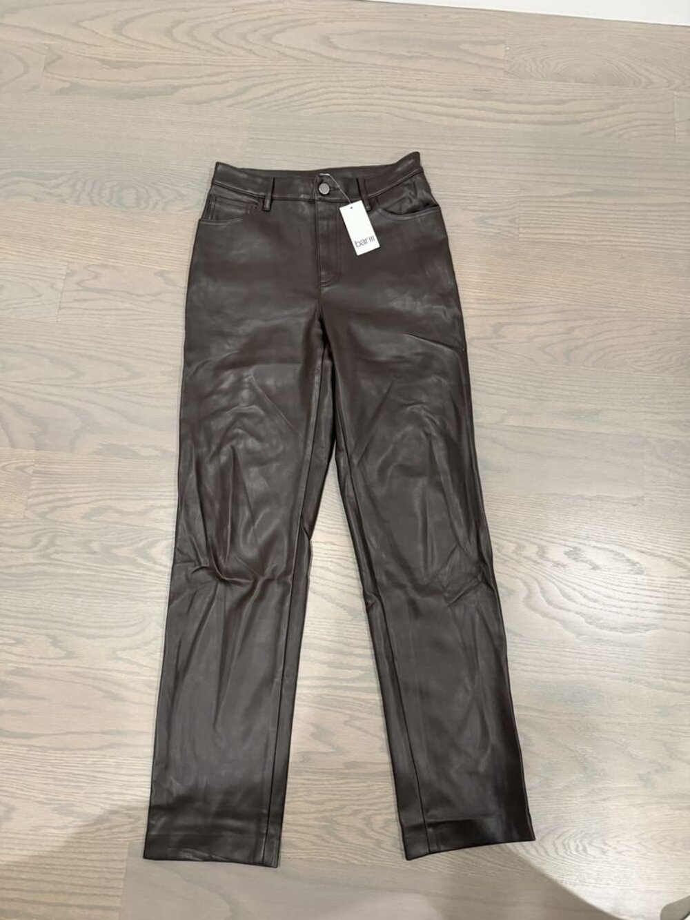 Bar III Brown Faux Leather Pants